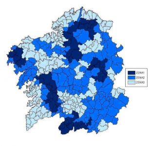 Mapa de concellos coas tres zonas delimitadas (clique para ampliar)